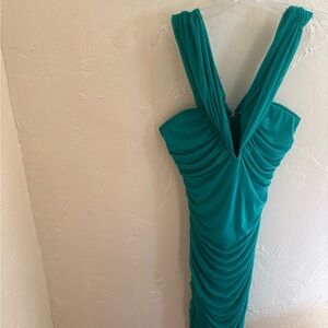 Fashion Nova Strapless Teal Dress
